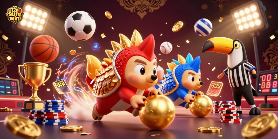 Experience the excitement of tải sun win with vibrant pangolin characters bowling through poker chips.