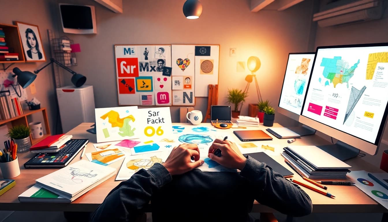 Innovative design workspace showcasing https://bestdesignersintheworld.com/ with a creative designer at work.