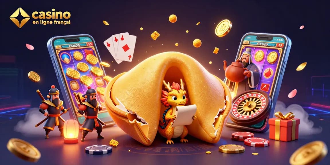 Découvrez les avantages du casino en ligne français avec une illustration dynamique de jeux et personnages animés.