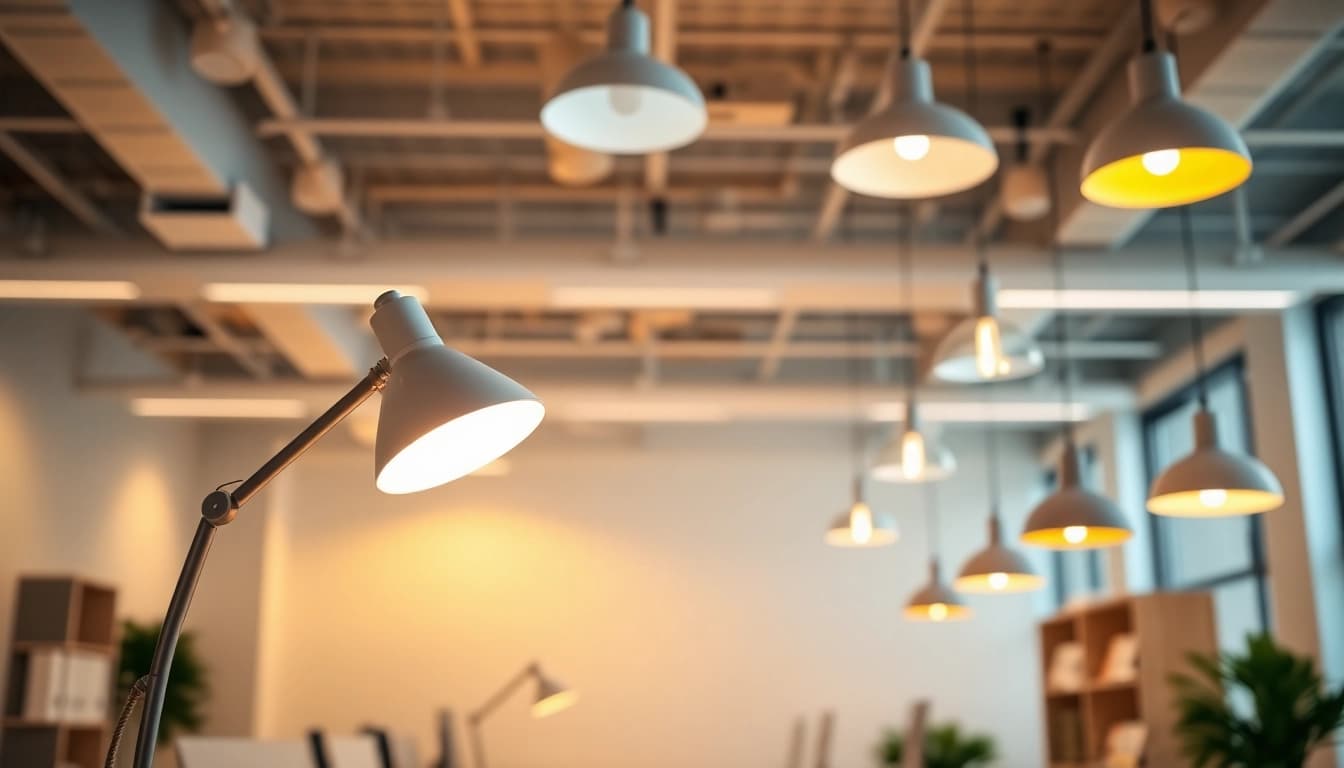 Showcasing innovative lighting solutions to enhance working environments with stylish designs.