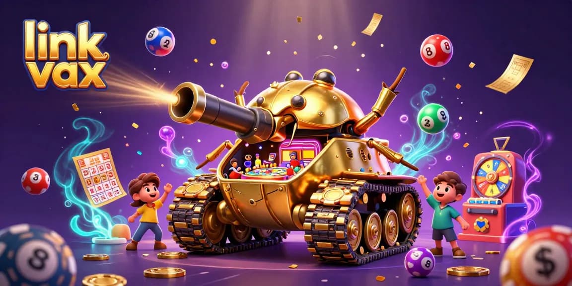 Experience link vmax in a vibrant 3D casino scene, showcasing captivating gameplay and winning lottery surprises.