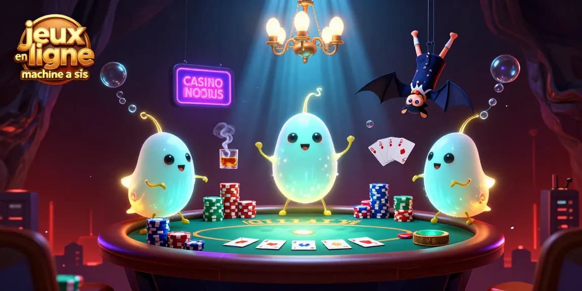 Découvrez des jeux en ligne casino machine à sous avec une scène de casino illuminée par des vers luisants.