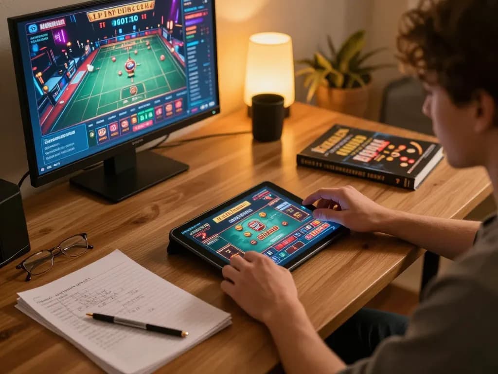 Playing casino senza registrazione on a tablet in a cozy home setting with strategy notes.