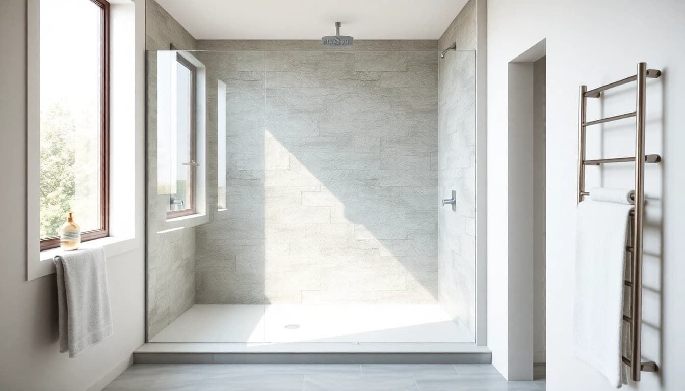 Installing a stylish shower screens semi frameless in a modern bathroom setting.