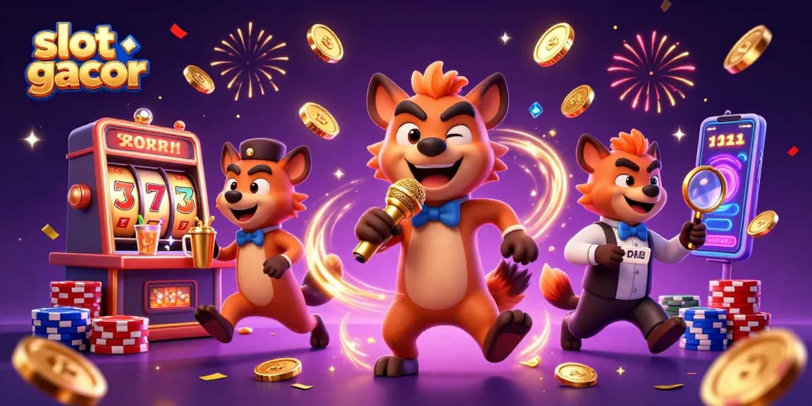 Engage with the excitement of slot gacor at this vibrant comedy casino illustration.