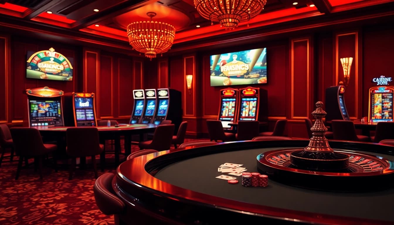 Scène engageante d'une table de poker et d'une roue de roulette représentant l'excitation des paris au casino en ligne Français 2026.