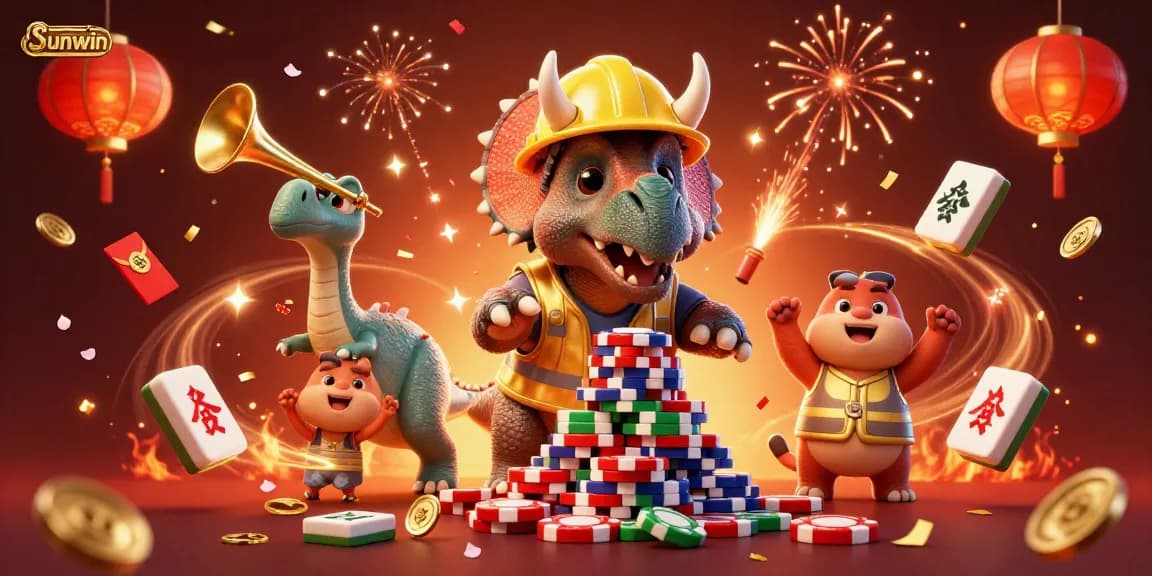 Experience thrilling gameplay at Sunwin with a vibrant 3D casino illustration featuring exciting game elements.