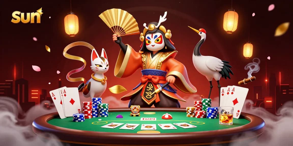 Engage in thrilling gaming adventures at sun's vibrant casino, featuring poker action and enchanting characters.