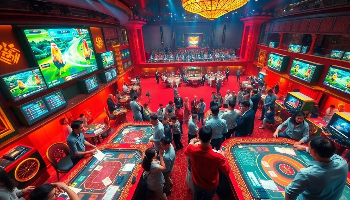 Engage with đá gà trực tiếp gavb79 in a vibrant gambling scene featuring live betting excitement.