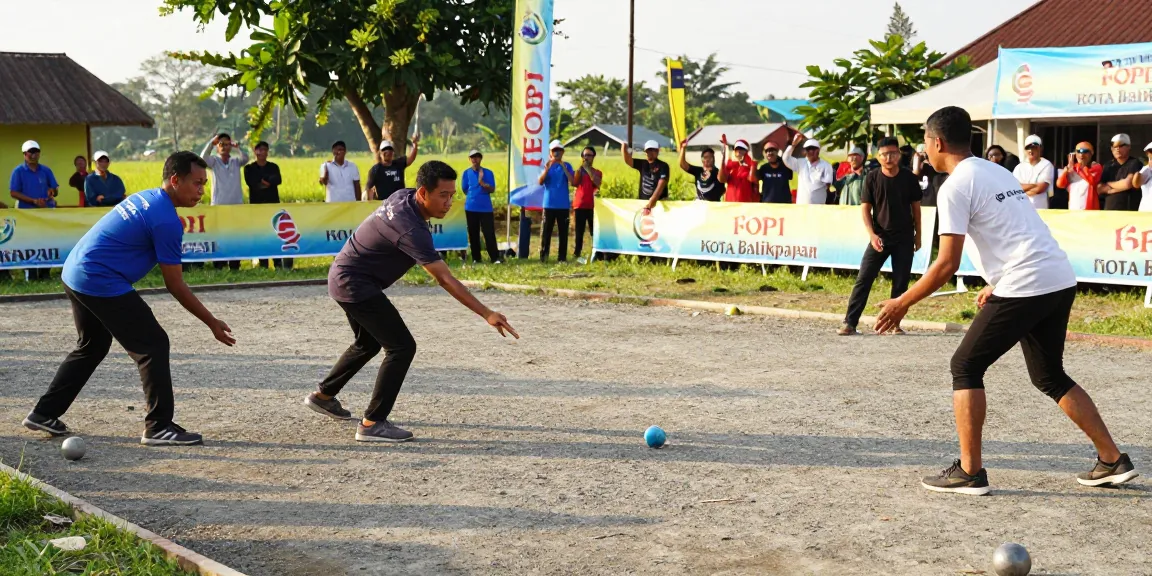 Adegan kompetisi petanque di fopikotabalikpap.org dengan atlet beraksi di turnamen komunitas.