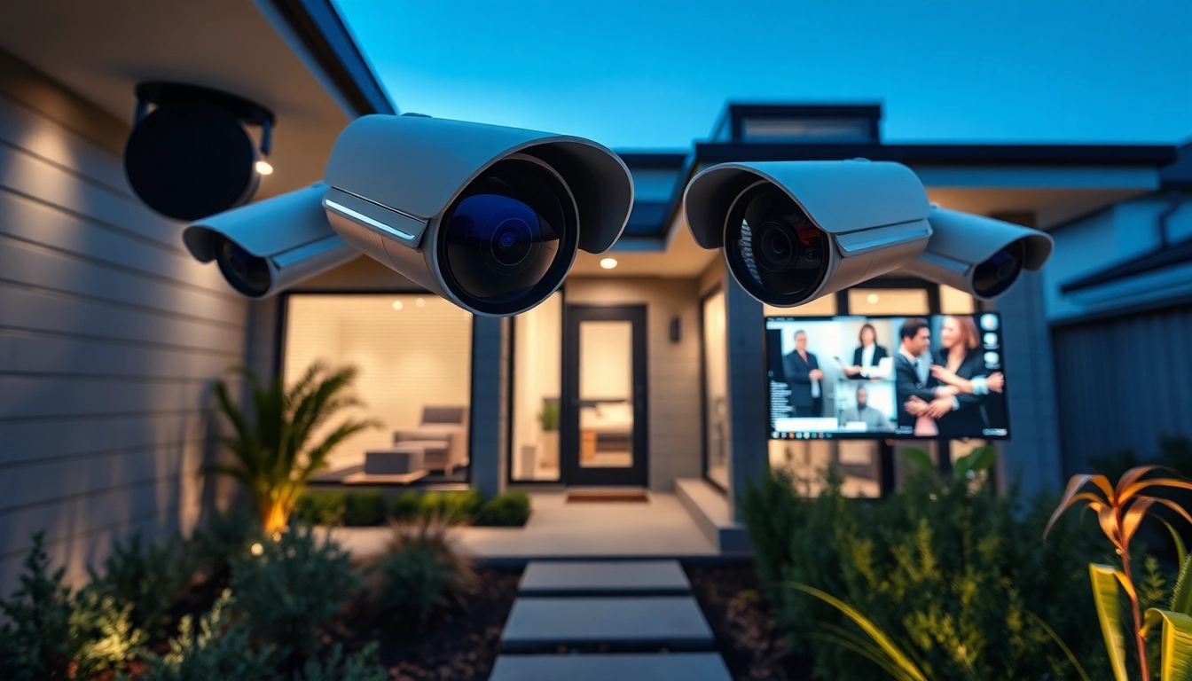 Cámaras Hikvision instaladas en una residencia moderna, que destacan tecnología de seguridad avanzada y monitorización.
