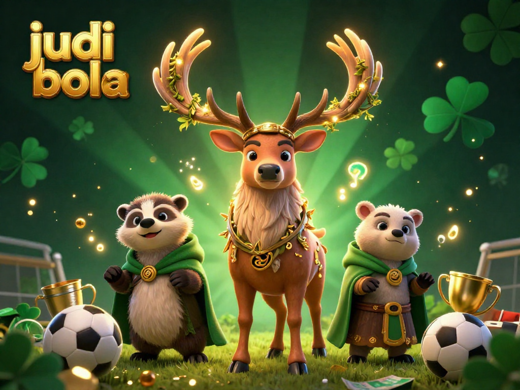 Engage in judi bola with vibrant 3D illustration showcasing sports betting elements and lively characters.