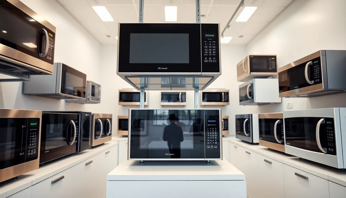 Showcase of diverse microwave oven sales featuring sleek designs and modern features.