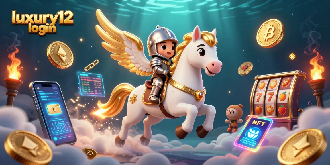 Experience luxury12 login with a dynamic casino scene featuring a celestial horse and NFTs.