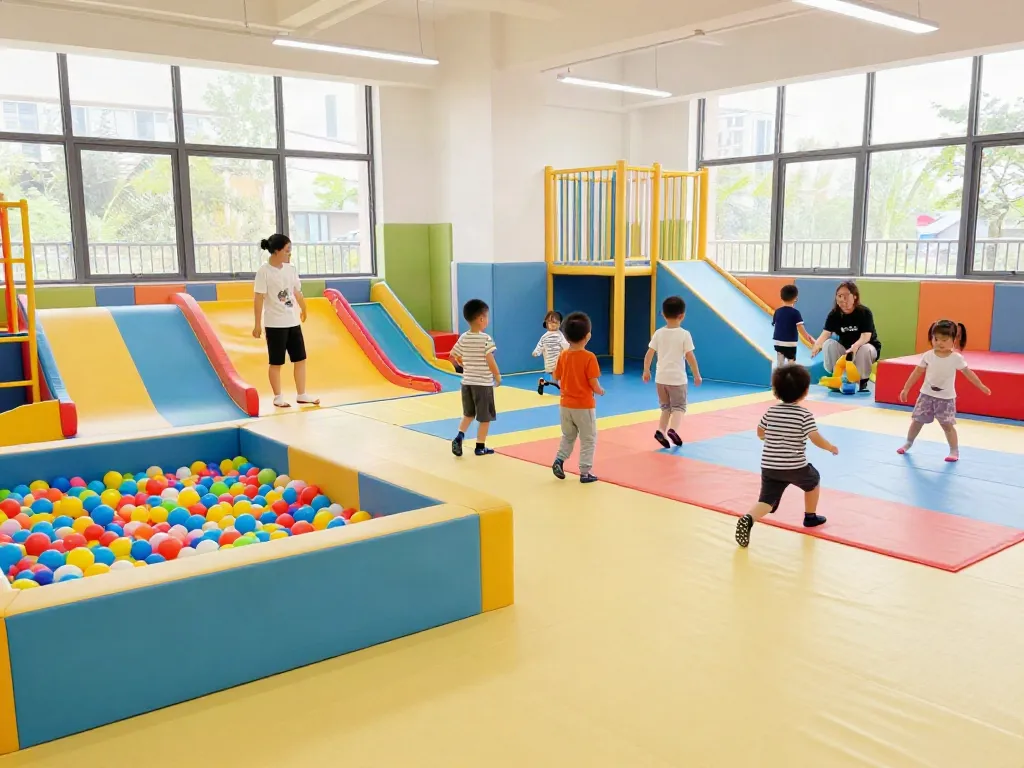 Children enjoying safe play at rokok88 indoor playground with colorful zones.