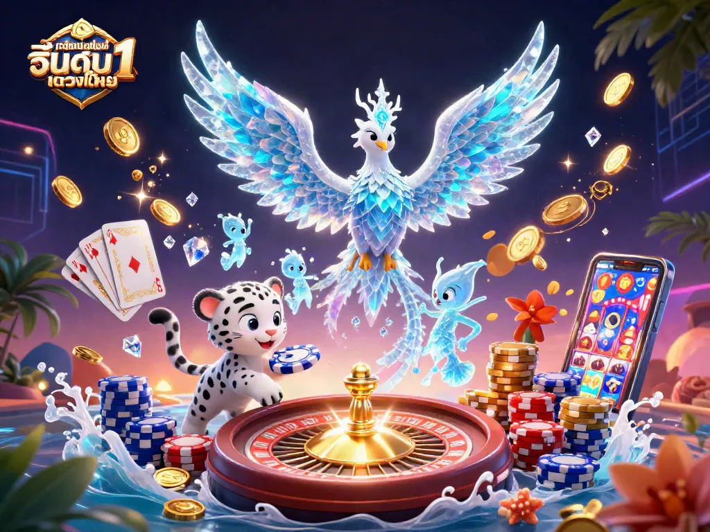 ภาพของ เว็บพนันออนไลน์ อันดับ 1 ของไทย พร้อมกับสัตว์การ์ตูนที่เล่นเกมคาสิโน