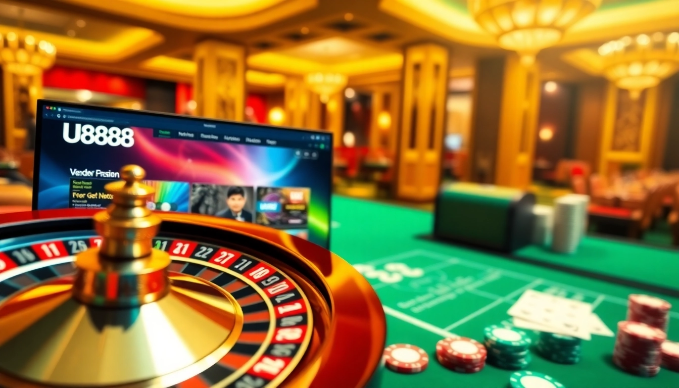 Experience high-stakes gameplay at U888 with vibrant casino elements and exciting action.