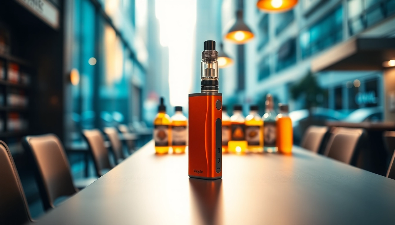 Showcase of a geek bar surrounded by colorful e-liquids, emphasizing unique flavor options.