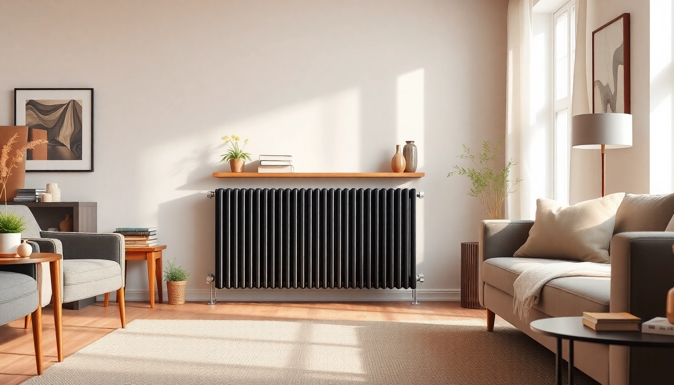 Die sonni Heizkörper in einem modernen Wohnzimmer mit elegantem Design und natürlichem Licht.