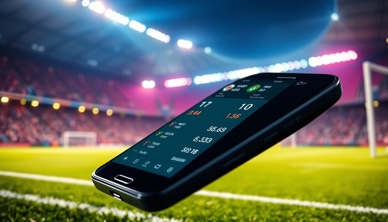 Check live scores and statistics with โปรแกรมฟุตบอลวันนี้ displayed on a smartphone.