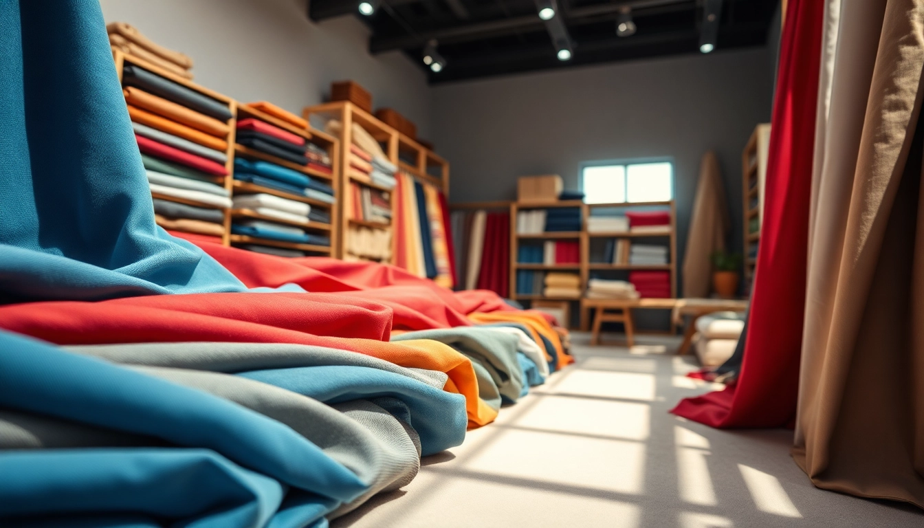 Verken populaire stoffen collectie met unieke texturen en kleuren in een stijlvolle presentatie.