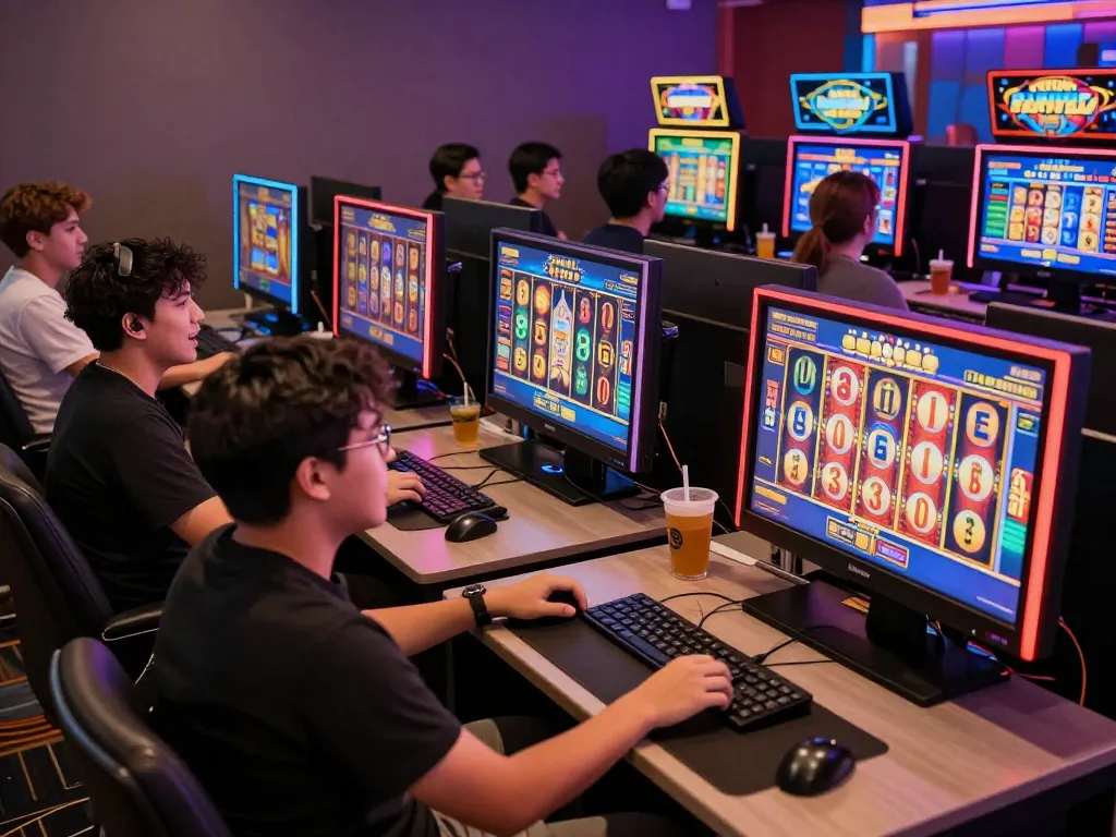 Engaging players experience excitement at situs gacor slot games with vibrant visuals and thrilling atmosphere.