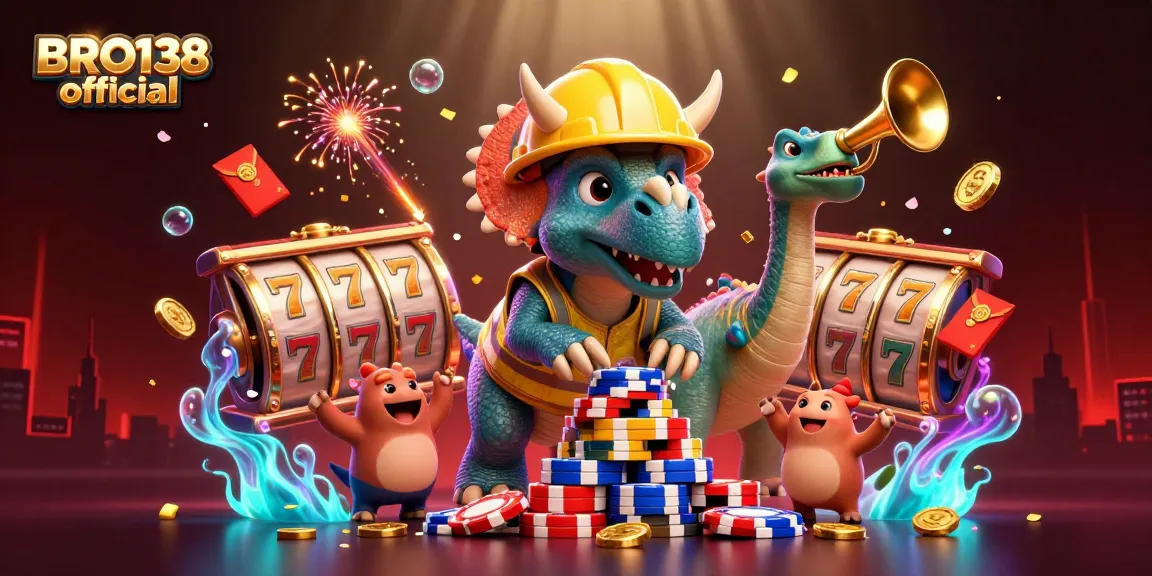 Celebrate winning spins at BRO138 official with lively casino-themed characters and vibrant gaming elements.