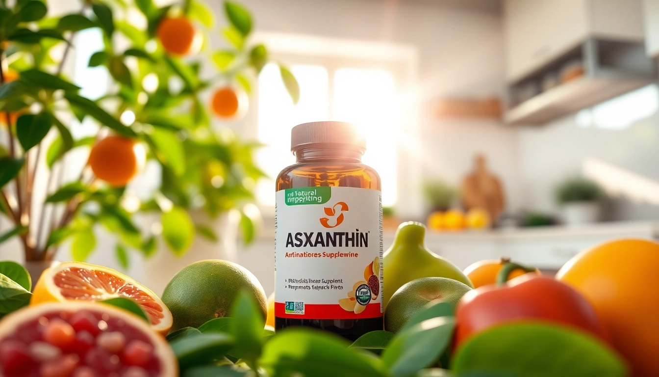 Showcasing the best astaxanthin supplement in a vibrant setting surrounded by fresh ingredients.