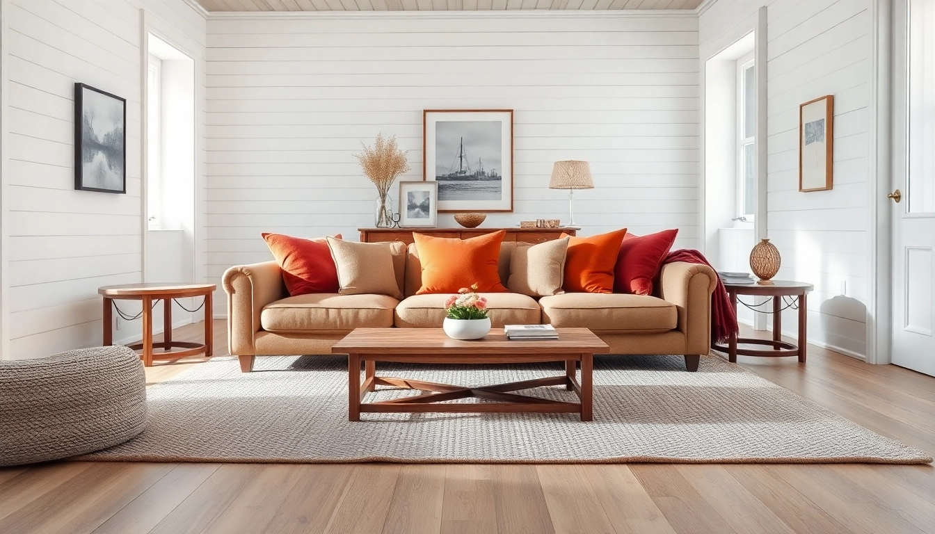 Transform shiplap walls into a stunning focal point in a stylish living room.