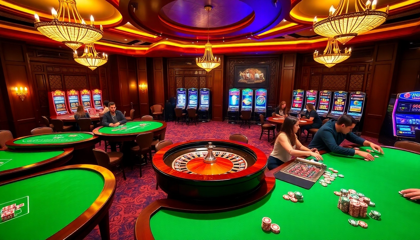 Players enjoying immersive gambling experiences on https://xx88.nl/ with poker chips and roulette wheels.