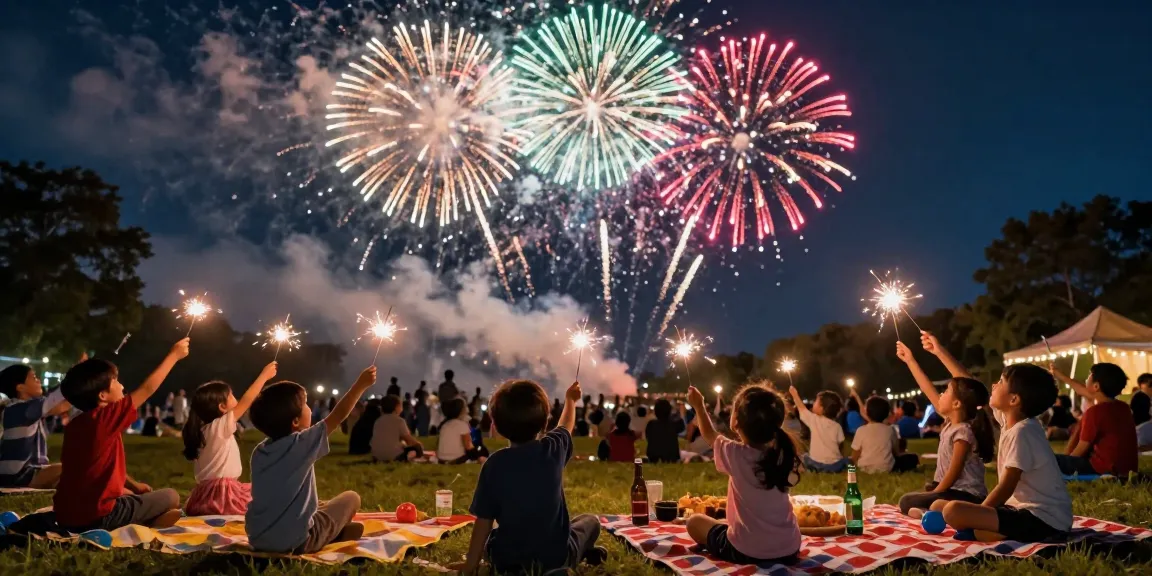 Families enjoying a thrilling fireworks display featuring wholesale fireworks at a festive event.