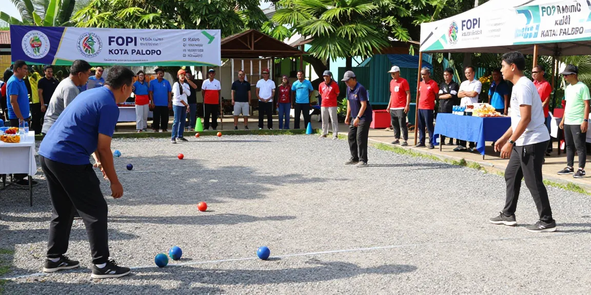 Kompetisi petanque di fopikotapalopo.org dengan pemain beragam dan suasana meriah.