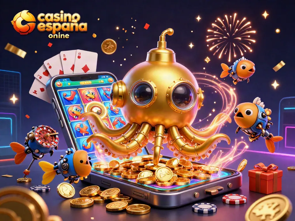Disfruta de la emoción del casino España online con una ilustración vibrante y llena de acción.