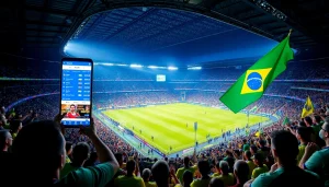 Engaging scene of best sportsbooks in Brazil highlighting vibrant betting options and energetic fans.