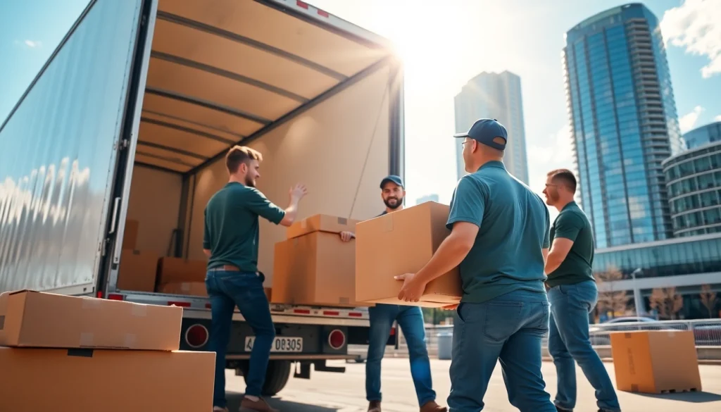 Efficient team handling boxes in Toronto moving services to ensure a seamless move.