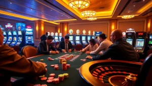 Excitement builds at Babu88.global casino with players engaged in high-stakes poker.