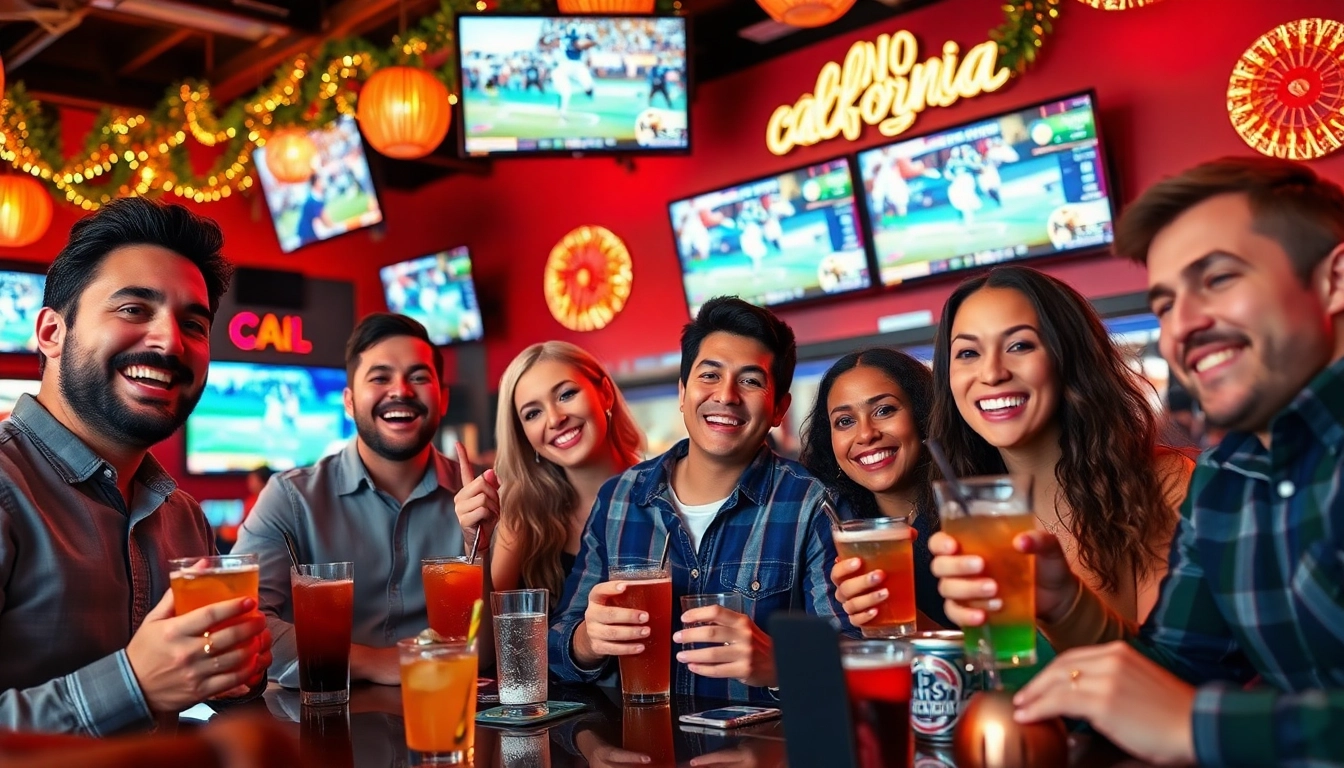 Celebrate your wins with sportsbooks in California in a vibrant sports betting bar atmosphere.