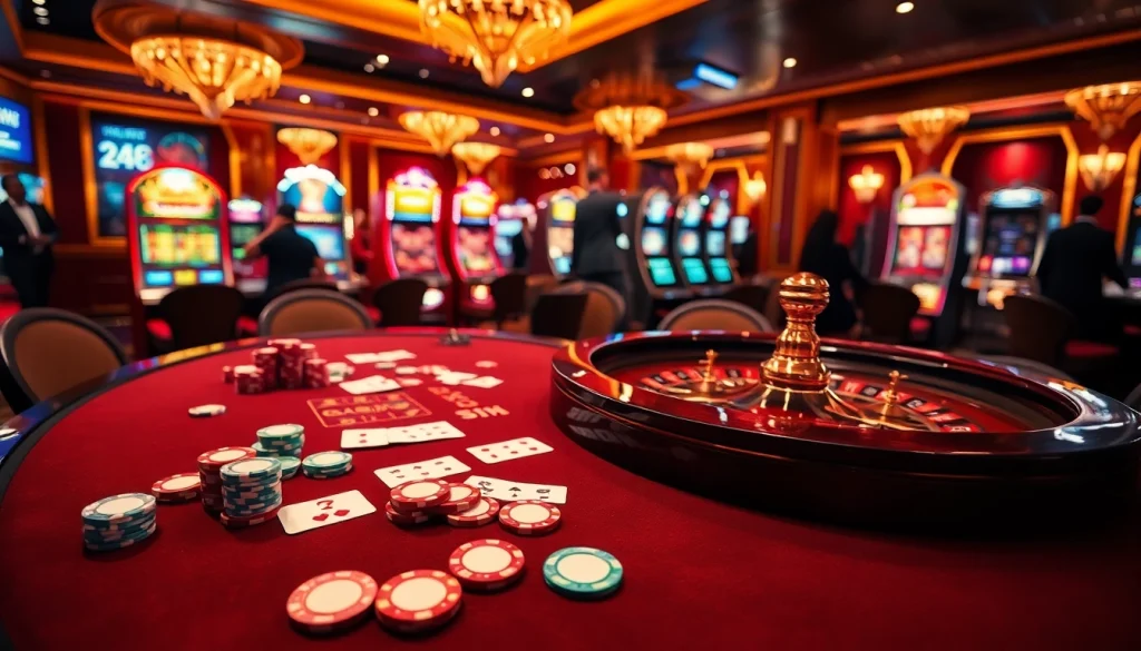 Experience thrilling gaming moments at https://shbet.law/, with an elegant poker table showcasing vibrant chips and cards.