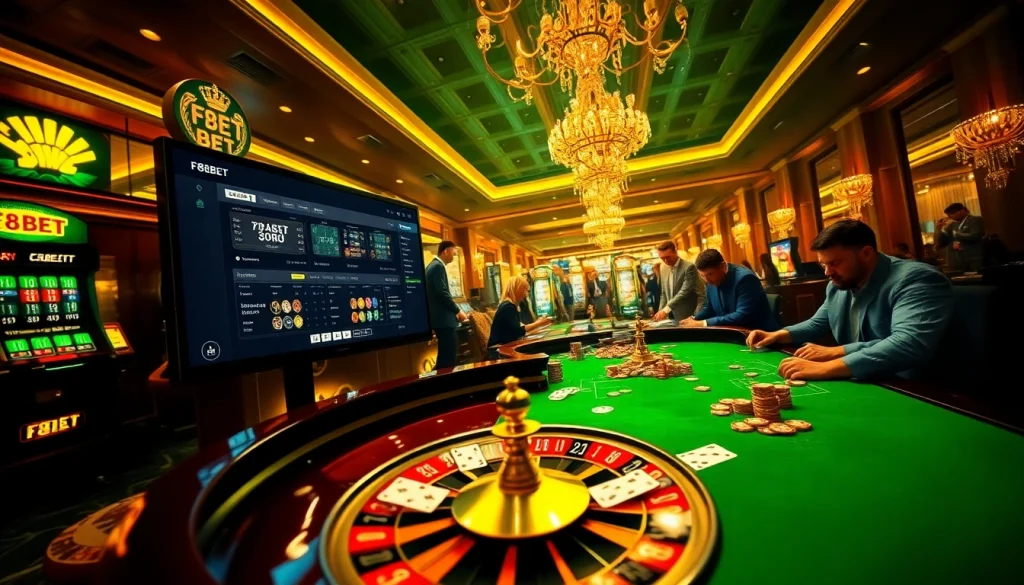 Experience the excitement of gambling with F8BET's vibrant casino scene, featuring roulette, poker, and stunning visuals.