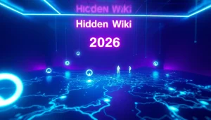 Explore the dynamic digital landscape of the hidden wiki 2026 with glowing .onion icons.