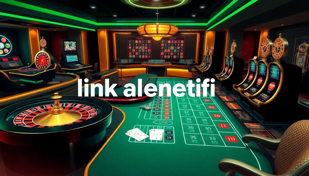 Engaging with link alternatif sbobet on a vibrant online gambling interface featuring roulette and poker.