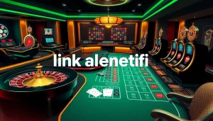 Engaging with link alternatif sbobet on a vibrant online gambling interface featuring roulette and poker.