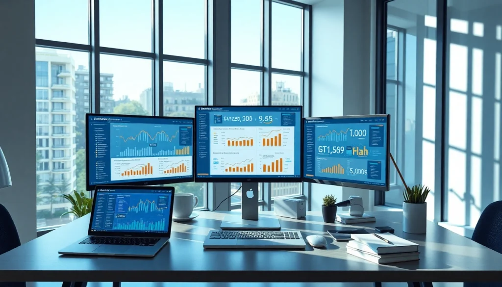 Web scrapping setup with multiple screens showcasing Amazon price tracking data in a modern workspace