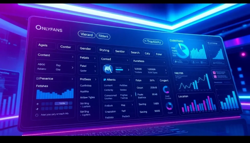 Advanced filtering for OnlyFans search showcased in a modern digital dashboard.