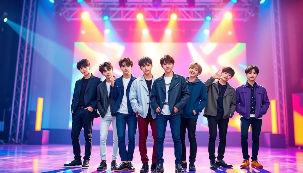 BTS members showcasing their unique styles and personalities in a vibrant setting