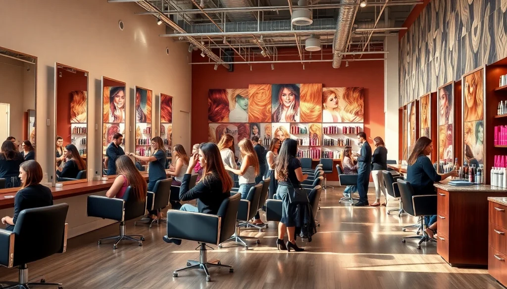Experience top-tier services at our hair salon san diego, highlighting diverse styles and professional stylists.